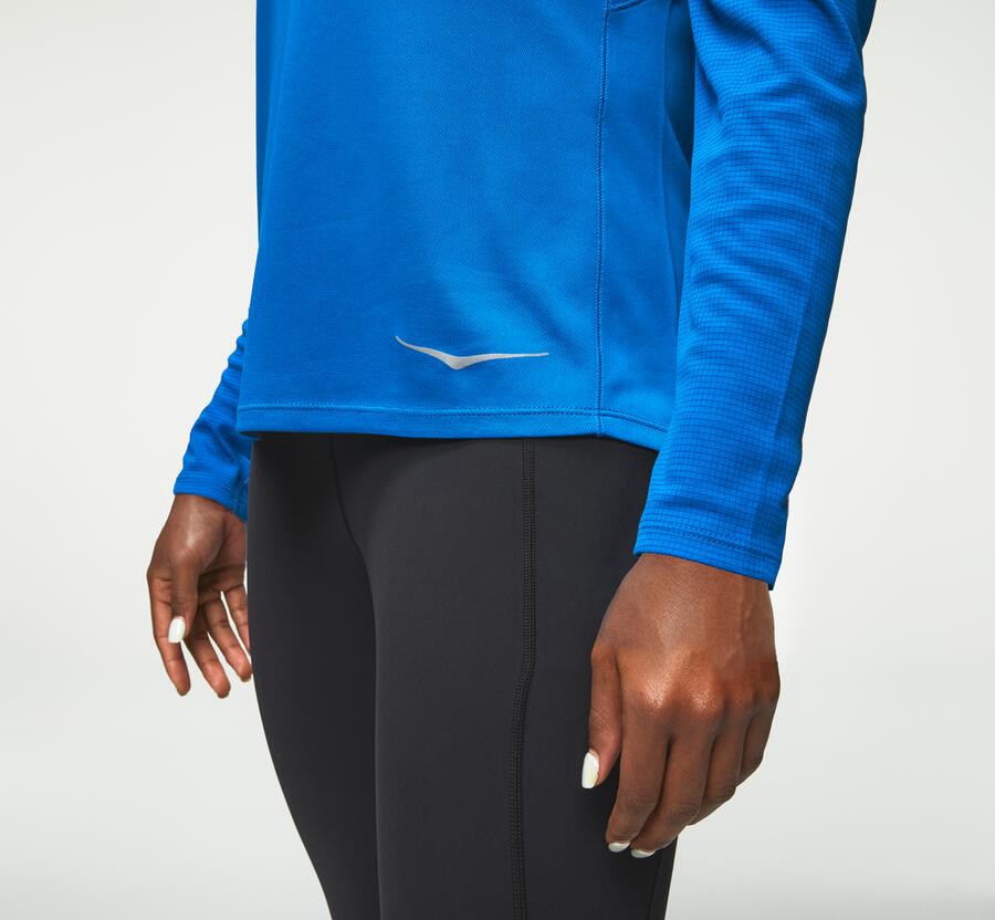 Top Hoka One One Mujer Azules - Performance Long Sleeve - YIXJ71924